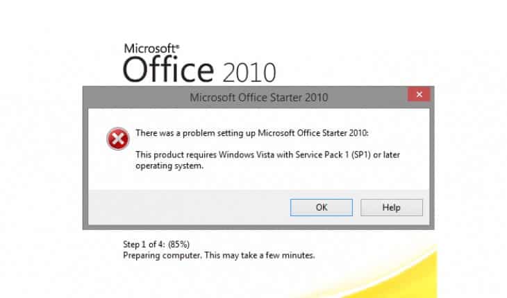 Microsoft office 2010 installation error