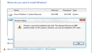 FIX: Windows cannot be installed to this disk